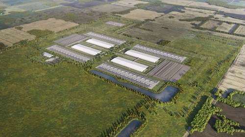 Meta, the tech giant behind Facebook and Instagram, says it's building a new AI date centre in Sturgeon County, Alta. The facility, shown in this rendered image, will be a one-gigawatt, nearly 270,000-square-metre data centre powered by a natural gas-fired plant. THE CANADIAN PRESS/Handout - Sturgeon Data Centre (Mandatory Credit)