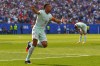 France's Kylian Mbappe (10) celebrates scoring the opening goal during the World Cup quarterfinal soccer match between France and Morocco in Foxborough, Mass., near Boston, Thursday, July 9, 2026. (AP Photo/Steven Senne)