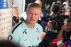 Norway's Erling Haaland smiles during a news ahead of their quarterfinal World Cup soccer match against England Thursday, July 9, 2026, in Fort Lauderdale, Fla. (AP Photo/Marta Lavandier)