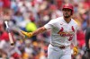 St. Louis Cardinals' Iván Herrera tosses his bat after hitting a solo home run during the third inning in the first game of a baseball doubleheader against the Milwaukee Brewers Tuesday, July 7, 2026, in St. Louis. (AP Photo/Jeff Roberson)