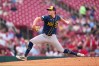 Milwaukee Brewers starting pitcher Kyle Harrison throws during the first inning of a baseball game against the St. Louis Cardinals Wednesday, July 8, 2026, in St. Louis. (AP Photo/Jeff Roberson)
