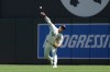 Minnesota Twins right fielder Alan Roden (18) throws the ball to hold Los Angeles Angels' Zach Neto at third base during the third inning of a baseball game Saturday, July 11, 2026, in Minneapolis. (AP Photo/Bailey Hillesheim)