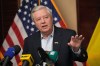 FILE - U.S. Sen. Lindsey Graham, R-S.C., gestures as he speaks to the media in Kyiv, Ukraine, March 18, 2024. (AP Photo/Vadim Ghirda, File)