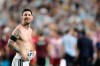 Argentina's Lionel Messi reacts after his team's victory over Switzerland in the World Cup quarterfinal soccer match in Kansas City, Mo., Saturday, July 11, 2026. (AP Photo/Charlie Riedel)