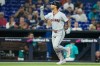 Cleveland Guardians' Brayan Rocchio runs the bases after hitting a solo home run during the fifth inning of a baseball game against the Miami Marlins, Sunday, July 12, 2026, in Miami. (AP Photo/Lynne Sladky)