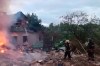 This photo released by Moscow Region Governor Andrei Vorobyev's official telegram channel shows firefighters working to extinguish a fire at a house burning after being damaged during a Ukrainian drone attack in Moscow region of Russia, on Monday, July 13, 2026. (Moscow Region Governor Andrei Vorobyev's official telegram channel via AP)