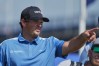 Patrick Reed of the United States gestures on the 15rth tee during a practice round for the British Open Golf championships at Royal Birkdale golf club, in Southport, England, Tuesday, July 14, 2026. (AP Photo/Jon Super)