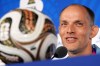 England head coach Thomas Tuchel speaks during a press conference on the eve of England's World Cup semifinal soccer match against Argentina, in Atlanta, Tuesday, July 14, 2026. (AP Photo/Rebecca Blackwell)