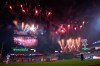 Fireworks explode during the MLB baseball All-Star Game between the American League and National League, Tuesday, July 14, 2026, in Philadelphia. (AP Photo/Matt Slocum)