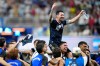 Argentina's Lionel Messi celebrates with his teammates at the end of the World Cup semifinal soccer match between England and Argentina in Atlanta, Wednesday, July 15, 2026. (AP Photo/Rebecca Blackwell)