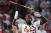 St. Louis Cardinals' Jordan Walker tosses the bat as he wins the MLB baseball All-Star Home Run Derby, Monday, July 13, 2026, in Philadelphia. (AP Photo/Matt Slocum)