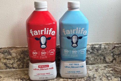 Fairlife milk products are seen in New York on Friday, July 17, 2026. (AP Photo/Dorothea Degen)