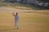 Justin Rose acknowledges the crowd as he walks onto the 18th green during the second day of the British Open Golf championships at Royal Birkdale golf club, in Southport, England, Friday, July 17, 2026. (AP Photo/David Goldman)
