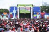 Fans watch the action during the second half of Canada's World Cup soccer match against Morocco at FIFA Fan Fest in Toronto on Saturday, July 4, 2026. THE CANADIAN PRESS/Jon Blacker