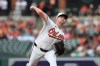 Baltimore Orioles pitcher Kyle Bradish throws during the second inning of a baseball game against the Kansas City Royals, Saturday, July 11, 2026, in Baltimore. (AP Photo/Terrance Williams)