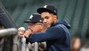 Houston Astros' Jeremy Pena attends batting practice before a baseball game against the Baltimore Orioles, Friday, July 17, 2026, in Houston. (AP Photo/Karen Warren)