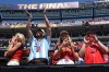 Attendees cheer before the start of the World Cup championship final soccer match between Spain and Argentina in East Rutherford, N.J., Sunday, July 19, 2026. (AP Photo/Jacquelyn Martin)
