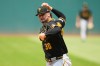 Pittsburgh Pirates' Paul Skenes pitches in the first inning of a baseball game against the Cleveland Guardians in Cleveland, Sunday, July 19, 2026. (AP Photo/Sue Ogrocki)