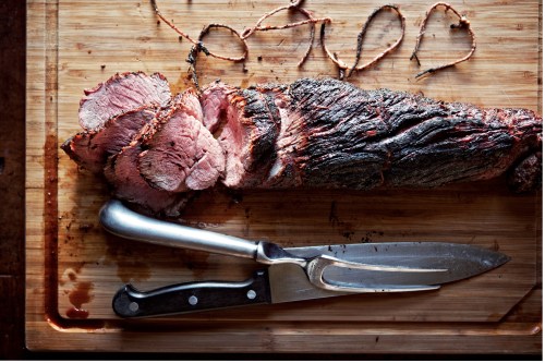 This image released by Voracious shows a recipe for beef tenderloin from 