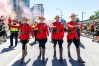 Members of the RCMP march ahead of Canada’s Voyageurs as they parade toward B.C. Place ahead of Canada’s World Cup Group B soccer match against Qatar, in Vancouver, on Thursday, June 18, 2026. THE CANADIAN PRESS/Timothy Matwey