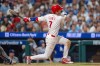 Philadelphia Phillies' Trea Turner hits a three-run home run during the sixth inning of a baseball game against the Los Angeles Dodgers, Monday, July 20, 2026, in Philadelphia. (AP Photo/Chris Szagola)