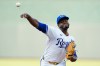 Kansas City Royals starting pitcher Luinder Avila throws during the first inning of a baseball game against the San Francisco Giants, Tuesday, July 21, 2026, in Kansas City, Mo. (AP Photo/Charlie Riedel)