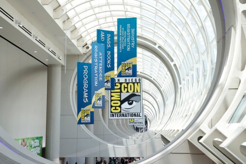 FILE - Signage appears during Comic-Con International in San Diego on July 26, 2024. (Photo by Christy Radecic/Invision/AP, FIle)