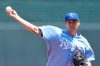 Kansas City Royals starting pitcher Seth Lugo throws during the first inning of a baseball game against the San Francisco Giants, Wednesday, July 22, 2026, in Kansas City, Mo. (AP Photo/Charlie Riedel)