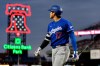 Los Angeles Dodgers' Shohei Ohtani looks on after striking out during the first inning of a baseball game against the Philadelphia Phillies, Tuesday, July 21, 2026, in Philadelphia. (AP Photo/Chris Szagola)