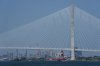 The Gordie Howe International Bridge is seen from River Rouge, Mich., connecting Detroit with Windsor, Ontario, Tuesday, July 14, 2026, (AP Photo/Paul Sancya)