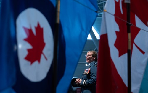 Lt.-Gen. Jamie Speiser-Blanchet speaks with media at the Museum of Aviation in Ottawa on Thursday, July 10, 2025. THE CANADIAN PRESS/Adrian Wyld