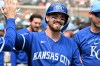 Kansas City Royals' Nick Loftin is congratulated after hitting a home run during the ninth inning of a baseball game against the Detroit Tigers, Saturday, July 25, 2026, in Detroit. (AP Photo/Jose Juarez)