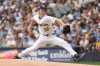 Milwaukee Brewers' Jacob Misiorowski pitches during the first inning of a baseball game against the Colorado Rockies, Sunday, July 26, 2026, in Milwaukee. (AP Photo/Aaron Gash)