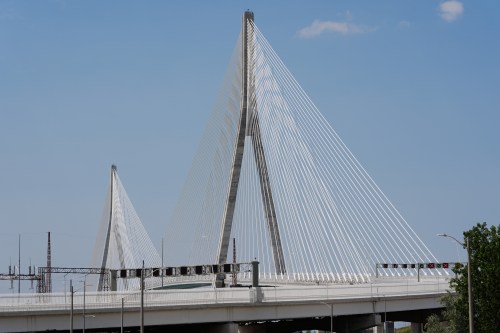 The Gordie Howe International bridge connecting Windsor, Ont., and Detroit is shown Friday, July 24, 2026, in Windsor. (AP Photo/Paul Sancya)