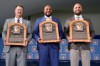 The 2026 Baseball Hall of Fame inductees Jeff Kent, left, Andruw Jones, center, and Carlos Beltran pose for pictures after the induction ceremony in Cooperstown, N.Y., Sunday, July 26, 2026. (AP Photo/Seth Wenig)
