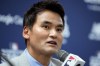 FILE - Former Los Angeles Dodgers pitcher Chan Ho Park speaks during a press conference at the Gocheok Sky Dome ahead of a game between the Los Angeles Dodgers and the San Diego Padres for the MLB World Tour Seoul Series in Seoul, South Korea, on March 20, 2024. (AP Photo/Lee Jin-man, File)