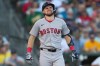 Boston Red Sox's Curtis Mead reacts after being hit by a pitch during the fourth inning of a baseball game against the Athletics, Monday, July 27, 2026, in West Sacramento, Calif. (AP Photo/Scott Marshall)