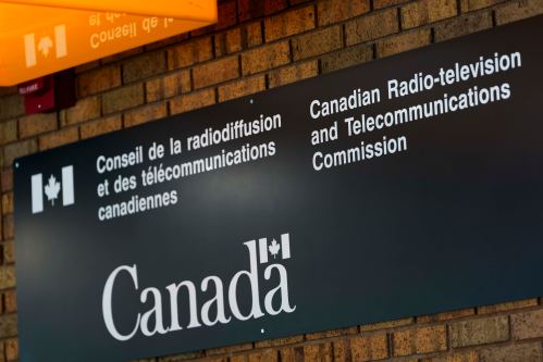 A sign for the Canadian Radio-television and Telecommunications Commission (CRTC), is shown in Gatineau, Que., on Wednesday, April 22, 2026. THE CANADIAN PRESS/Justin Tang