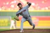 Cleveland Guardians' Joey Cantillo pitches during the first inning of a baseball game against the Cincinnati Reds in Cincinnati, Wednesday, July 29, 2026. (AP Photo/Tanner Pearson)