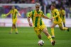 FILE -Nantes' Matthis Abline controls the ball during the French League One soccer match between Lyon and FC Nantes at the Groupama stadium in Decines, outside Lyon, France, Sunday, Oct. 6, 2024. (AP Photo/Laurent Cipriani, File)