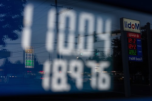 FILE - A display shows $110.04 for gasoline on a fuel pump at a Mobil gas station on Wednesday, April 29, 2026, in Portland, Ore. (AP Photo/Jenny Kane, File)