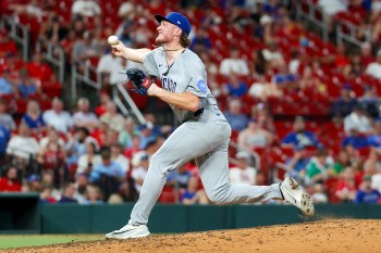 Chicago Cubs' Gavin Hollowell delivers a pitch during the sixth inning of a baseball game against the St. Louis Cardinals, Monday, July 27, 2026, in St. Louis. (AP Photo/Scott Kane)