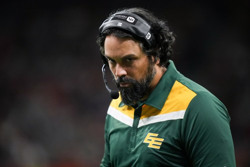 Edmonton Elks head coach Mark Kilam looks on during the second half of a CFL football game against the B.C. Lions, in Vancouver, on Friday, October 17, 2025. THE CANADIAN PRESS/Darryl Dyck