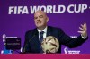 FILE - FIFA President Gianni Infantino gestures as he meets the media at the FIFA World Cup closing press conference in Doha, Qatar, Friday, Dec. 16, 2022. (AP Photo/Martin Meissner, File)