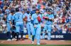 Toronto Blue Jays' Kevin Gausman (34) looks on as he is taken out of the game by manager John Schneider during sixth inning MLB baseball action against the St. Louis Cardinals in Toronto, on Saturday, Aug. 1, 2026. THE CANADIAN PRESS/Sammy Kogan