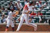 Atlanta Braves' Matt Olson hits a solo home run against the Washington Nationals during the fourth inning of a baseball game, Sunday, Aug. 2, 2026, in Atlanta. (AP Photo/Erik S. Lesser)