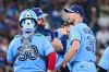 Toronto Blue Jays' Max Scherzer (31) speaks with manager John Schneider on the mound before closing out the sixth inning of MLB action against the St. Louis Cardinals in Toronto, on Sunday, Aug. 2, 2026. THE CANADIAN PRESS/Sammy Kogan