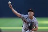 San Francisco Giants starting pitcher Tyler Mahle works against a San Diego Padres batter during the second inning of a baseball game Saturday, Aug. 1, 2026, in San Diego. (AP Photo/Gregory Bull)