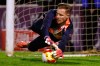 FILE - Barcelona's goalkeeper Marc-Andre ter Stegen warms up prior to the start of the Copa del Rey soccer match between Guadalajara and Barcelona in Guadalajara, Spain, Dec. 16, 2025. (AP Photo/Rudy Garcia, File)