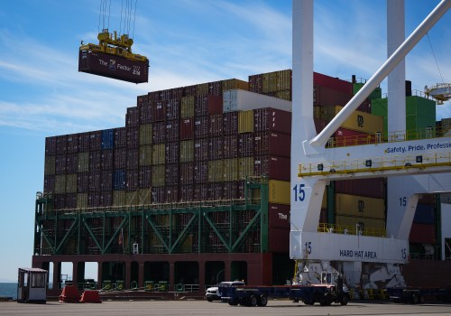 A container is unloaded from the Manzanillo Bridge container ship at Global Container Terminals' Deltaport facility, at Roberts Bank, in Delta, B.C., on Thursday, July 30, 2026. THE CANADIAN PRESS/Darryl Dyck